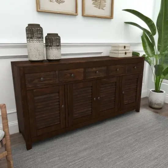 Rustic Wood Buffet Dark Brown - Olivia & May image {12}
