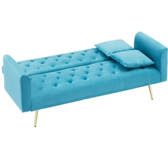 71 inch convertible love seat sofa, American retro, light blue Polyester, suitable for small living room, bedroom, office image {7}
