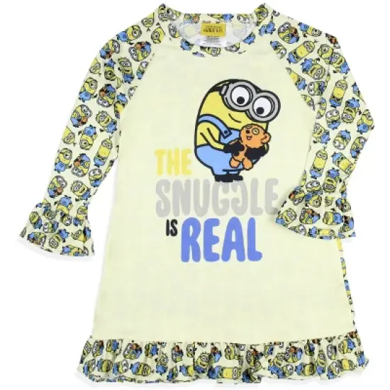 Despicable Me Toddler Girls' Minions Snuggle Sleep Pajama Dress Nightgown Off-White image {4}