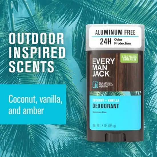 Every Man Jack Solid Deodorant Coconut + Vanilla - 3.0oz image {4}