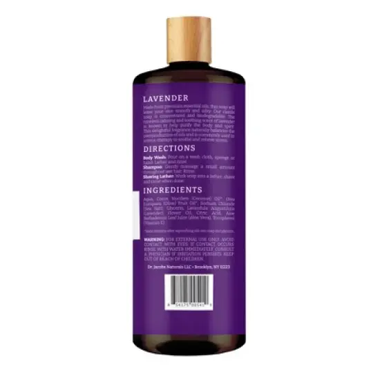 Dr Jacobs Naturals Rich Castile Lavender Body Wash Hypoallergenic Vegan Sulfate-Free Paraben-Free Dermatologist Recommended 32oz - Lavender image {1}