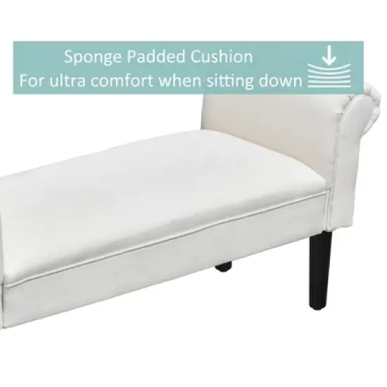 HOMCOM 52" Linen Upholstered Accent Ottoman Bench With Armrests image {4}