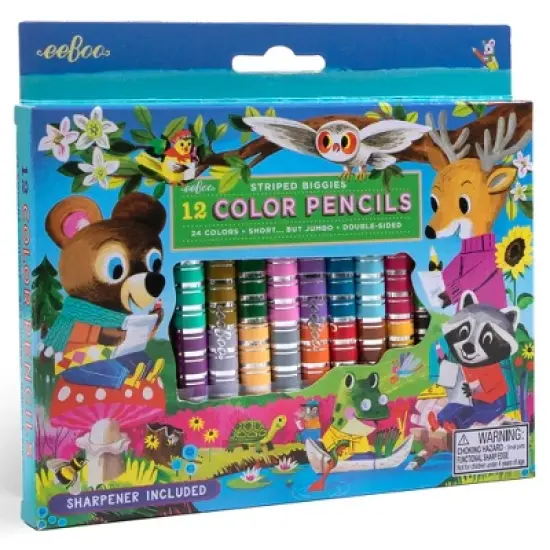 eeBoo: Striped Biggies Double-Sided Color Pencils Set, Woodland Friends, 12 pcs image {6}