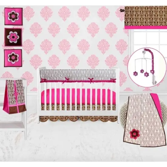 Bacati - Damask Chocolate/White Crib or Toddler Bed Skirt image {2}