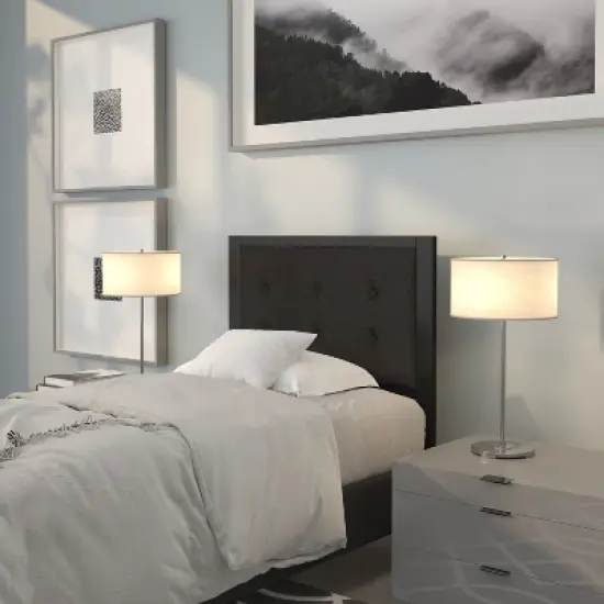 Flash Furniture Bristol Metal Tufted Upholstered Twin Size Headboard in Black Fabric image {1}