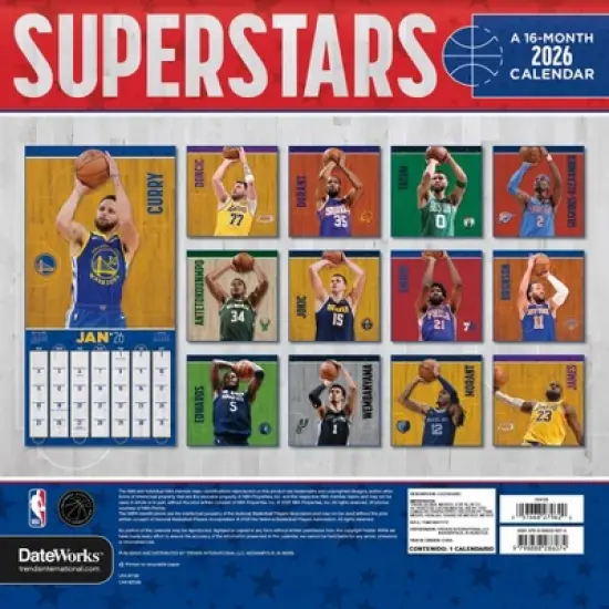 NBA 2026 Superstars 12"x12" Wall Calendar image {3}