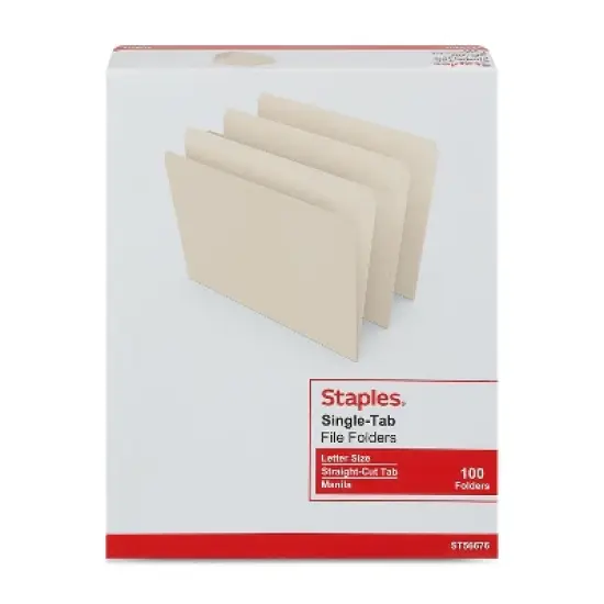 Staples Manila File Folders Letter Single Tab 100/Box 116723 image {3}