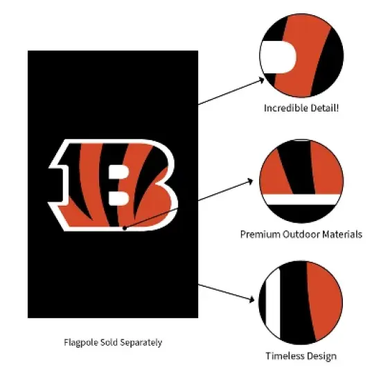 Evergreen NFL Cincinnati Bengals Applique House Flag 28 x 44 Inches Outdoor Decor for Homes and Gardens image {4}