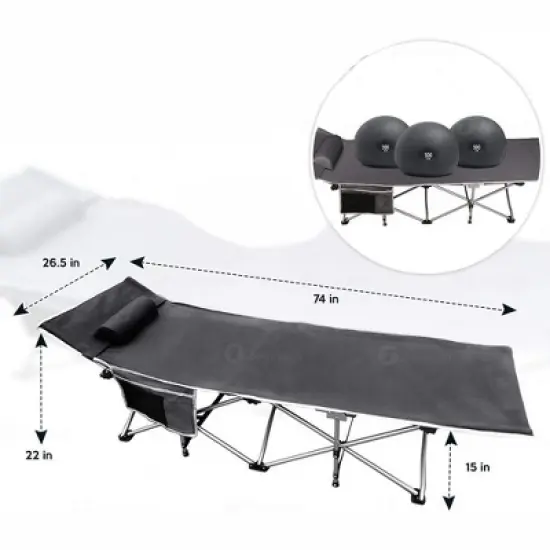 Zone Tech Folding Outdoor Travel Cot - Lightweight Portable Heavy Duty Adult and Kids with Large Pocket image {5}