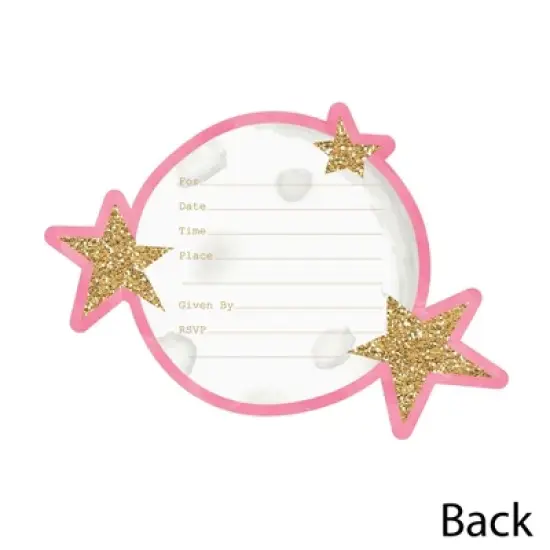 Big Dot of Happiness Pink Twinkle Twinkle Little Star - Shaped Invitations - Baby Shower or Birthday Party Invitation Cards with Envelopes - Set of 12 image {3}