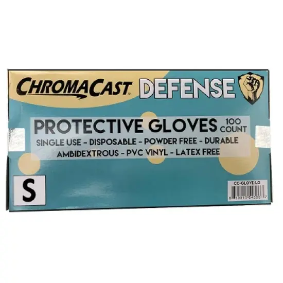 ChromaCast Defense Disposable Clear Nylon Work Bench Gloves, 100 Pack - Latex Free, Small image {2}