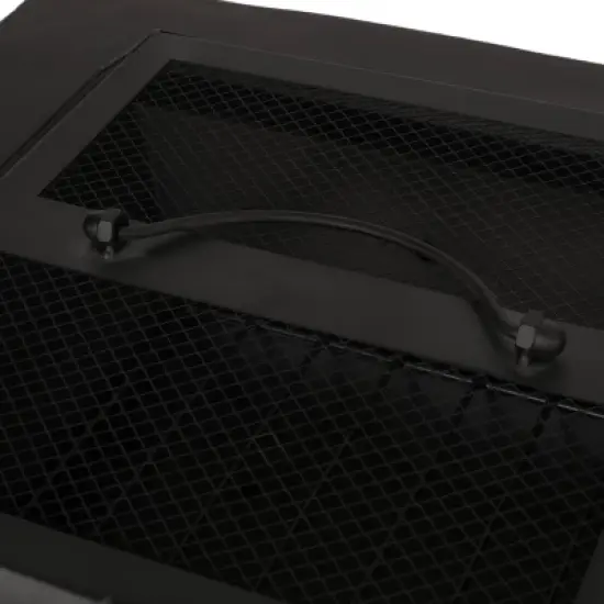 Berwick Outdoor Light Weight Concrete Wood Burning Square Fire Pit Dark Gray - Christopher Knight Home image {2}