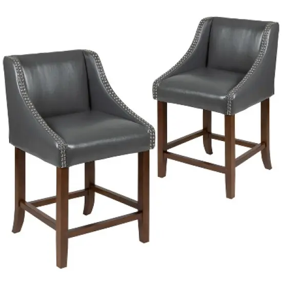 Flash Furniture Carmel Series 24" High Transitional Wood Counter Height Stool with Accent Nail Trim, Set of 2 image {12}