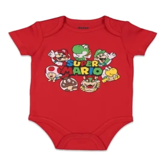 SUPER MARIO Nintendo Mario Yoshi Donkey Kong Toad Bowser Lugi  
 Newborn Baby Boys 5 Pack Short Sleeve Bodysuits image {5}