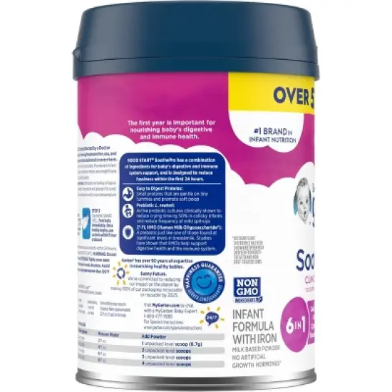Gerber Good Start SoothePro Non-GMO Powder Infant Formula  - 30.6oz image {4}