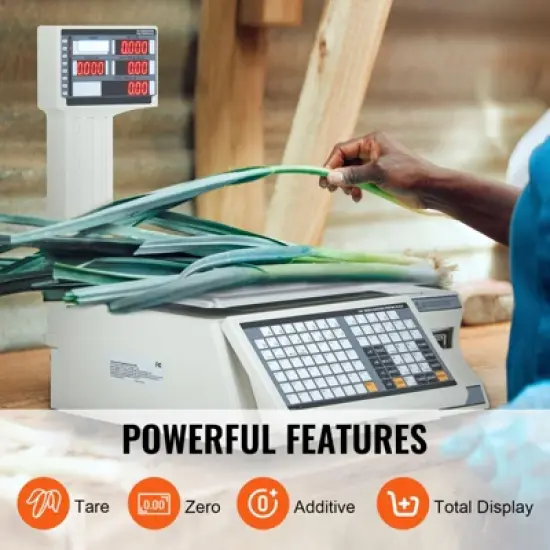 VEVOR Electronic Price Computing Scale, 66 LB Digital Deli Weight Scales, LCD & LED Digital Commercial Food Fruit Meat Produce Counting Weight image {4}