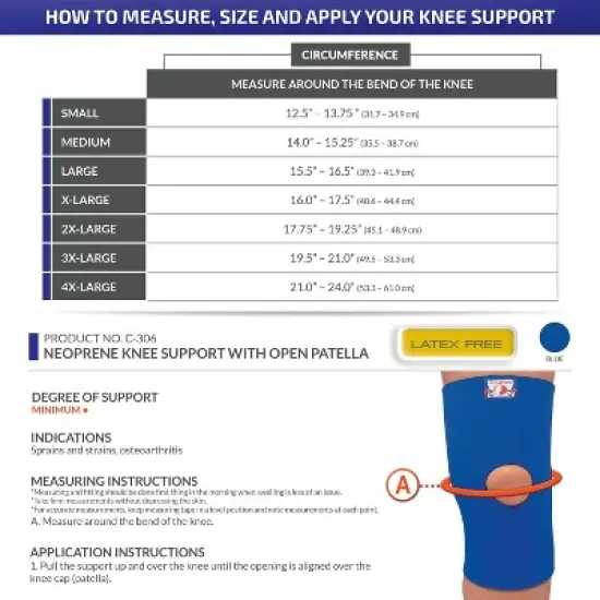 OTC Knee Support, Open Patella, Neoprene, Black image {4}