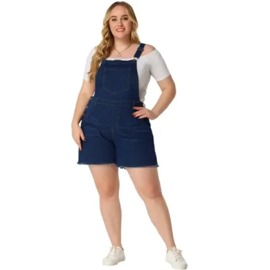 Agnes Orinda Women's Plus Size Outfits Fashion Overalls Denim Ripped Raw Hem Shortalls image {2}