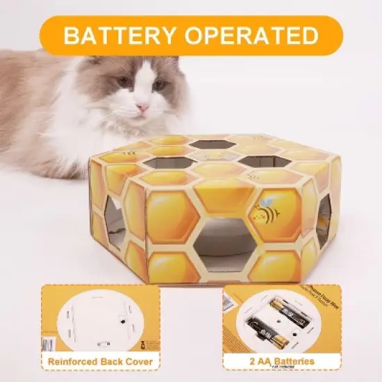 Allforpaws Interactive Cat Toy Peek'A'Pounce Fuzzy Hive Cat Toy, Yellow image {1}