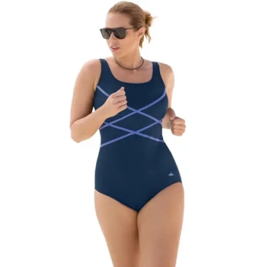 Swim 365 Women&rsquo;s Plus Size Crisscross Front Maillot image {3}