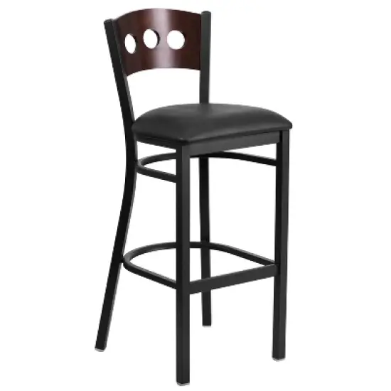 Emma and Oliver Black Decorative 3 Circle Back Metal Restaurant Dining Barstool image {7}