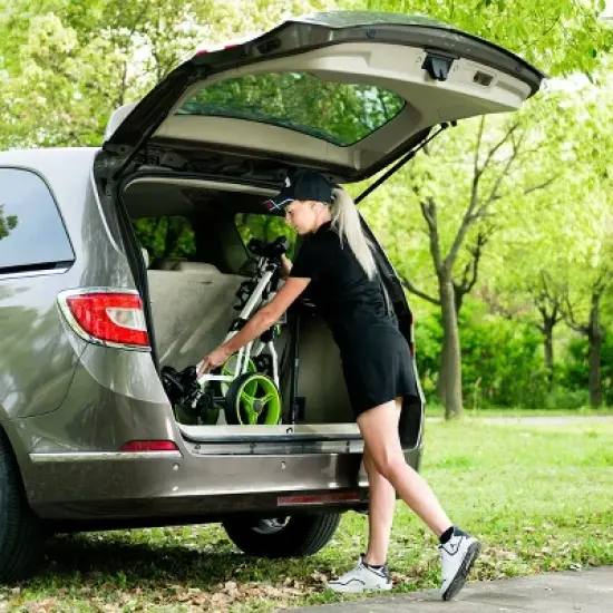 Costway Foldable 3 Wheel Push Pull Golf Club Cart Trolley w/Seat Scoreboard Bag Swivel image {4}