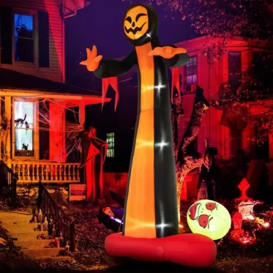 Costway 12 FT Inflatable Grim Reaper Ghost Large Halloween Inflatables with Built-in LED Lights and Scary Skull image {6}