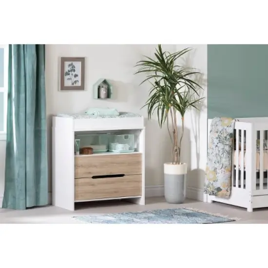 Cookie Changing Table - Pure White and Rustic Oak - South Shore image {3}