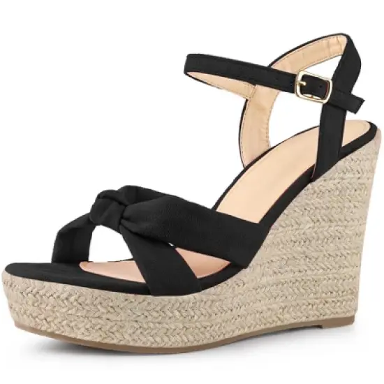 Allegra K Women's Platform Slingback Espadrille Wedge Heel Sandals image {6}