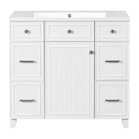 36" Bathroom Vanity Cabinet with Sink, Soft Close Doors and Drawers, White - ModernLuxe image {5}