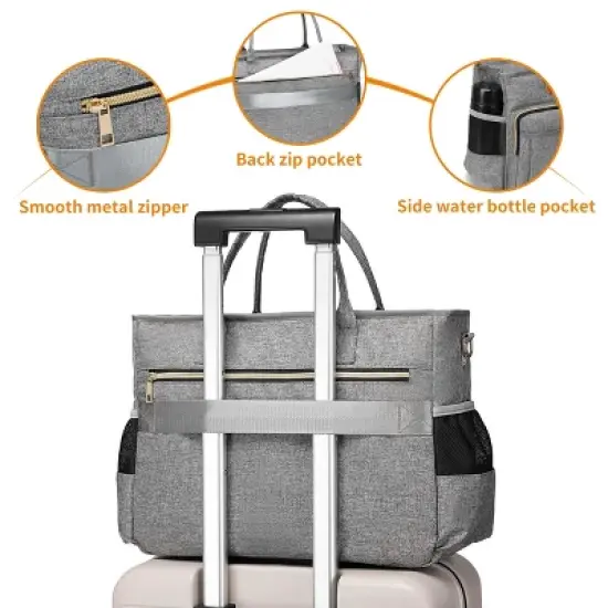 Laptop Tote Bag, Middle Size Computer Messenger Teacher Bag with 15 Padded Laptop Sleeve Grey image {2}