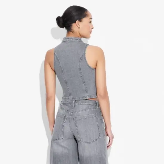 Women's Zip-Up Denim Moto Vest - Wild Fable&trade; image {2}