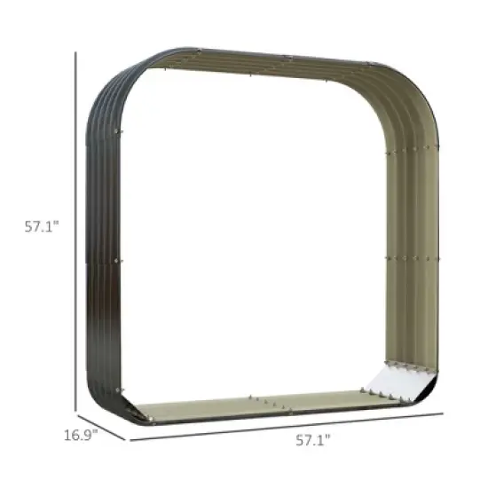 Galvanized Steel Shed Firewood Storage Rack, 4.7' x 1.4' x 4.7' Log Holder Storage Shed with Rubberized Edge for Easy Assembly image {6}