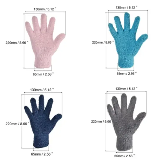 Unique Bargains Dusting Cleaning Gloves Microfiber Mittens for Plant Blinds Lamp Window Blue Dark Blue Gray Pink 4 Pairs 1 Set image {1}