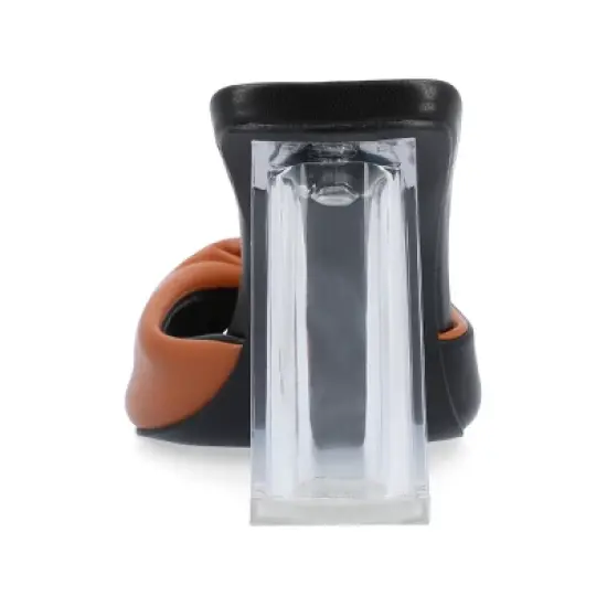 Journee Collection Womens Aylia Clear Block Heel Soft Vegan Leather Slip On Sandals image {2}