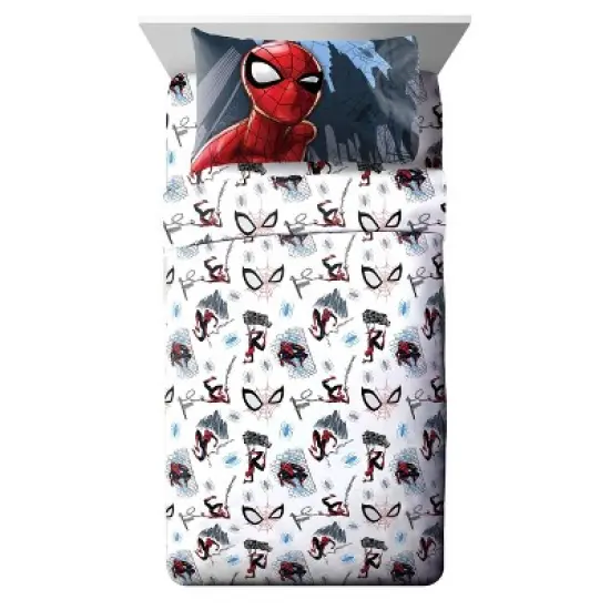 Full Spider-Man Crawl Reversible Kids' Bed in a Bag: Marvel Comforter Set with Sheets & Pillowcases, Multicolor image {2}