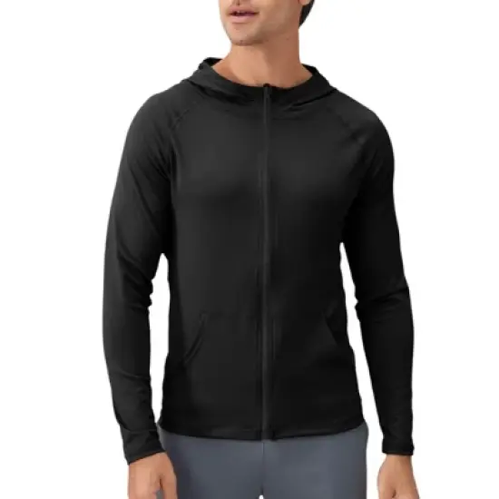 Anna-Kaci Active Men's Fitted Full-Zip Hooded Jacket with Front Pockets and Long Sleeves image {6}