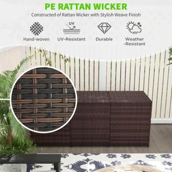 Gulches 175 Gallon Outdoor Storage Box with Inner Liner, PE Rattan  Deck Box for Indoor, Patio Furniture Cushions, Pool Toys, Garden Tools, Brown image {4}