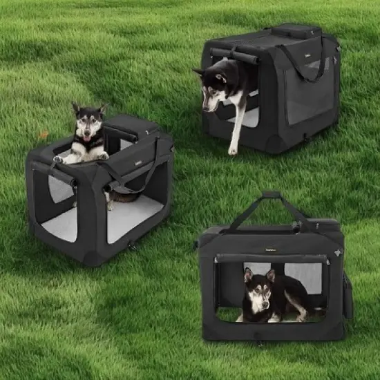 36-Inch Soft Dog Crate, Collapsible Portable for Indoor Outdoor Use - Secure Kennel with Zippers for Home, Car, Travel Camping image {3}