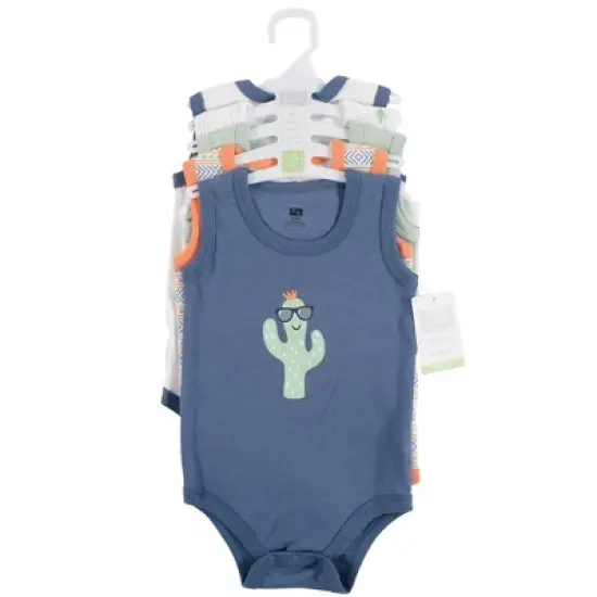 Hudson Baby Infant Boy Cotton Sleeveless Bodysuits 5pk, Cactus image {1}