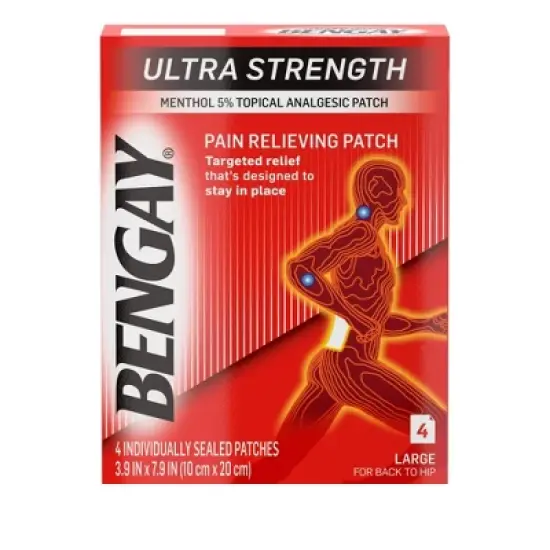 Bengay Pain Relieving Patch Ultra Strength Large, 4 Count image {6}