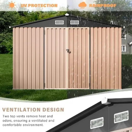 8x10 FT Metal Storage Sheds Outdoor, Metal Garden Shed Kit, MetalTool Shed With Lockable Door, Utility Buildings With Air Vent for Backyard Garden image {4}