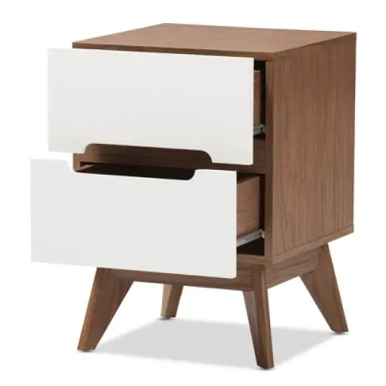 Calypso Mid - Century Modern Wood 3 - Drawer Storage Nightstand - Brown - Baxton Studio image {1}