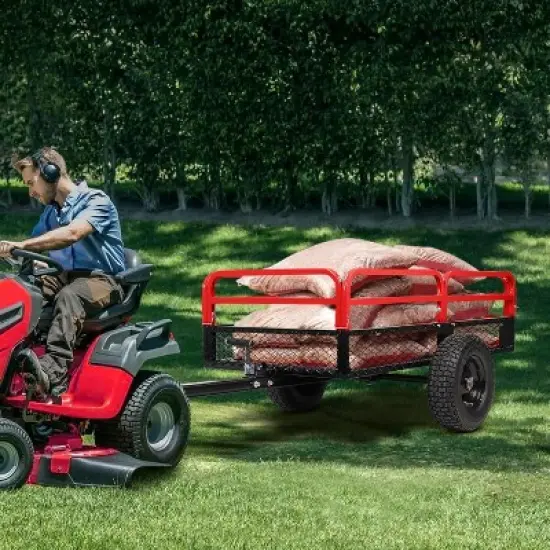 Acekool 1600 Lbs Steel Garden Cart, Heavy Duty Yard Utility Wagon with Dual Dump Modes, All-Terrain Wheels, Universal Hitch for Lawn Farm image {9}