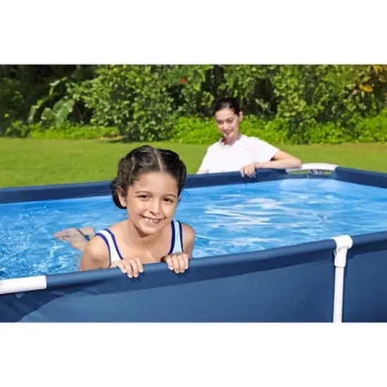 Bestway 56545E Steel Pro Outdoor Rectangular Frame Above Ground Family Kids Swimming Pool with Easy Setup, Blue image {3}