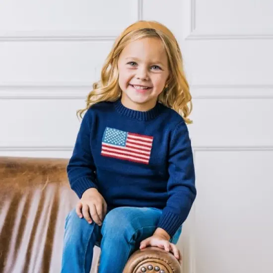 Hope & Henry Boys' Long Sleeve Flag Intarsia Crew Neck Pullover Sweater, Infant image {4}