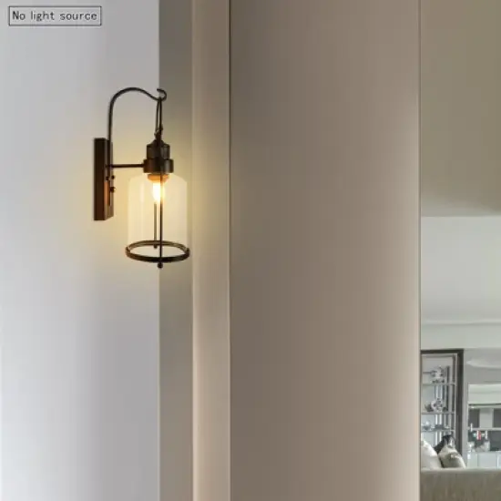 YIYIBYUS Rustic Farmhouse Clear Glass Sconces Antique Rust Wall Lamp image {2}