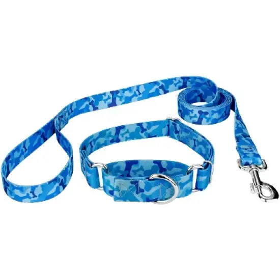 Country Brook Petz Blue Bone Camo Martingale Dog Collar and Leash image {7}