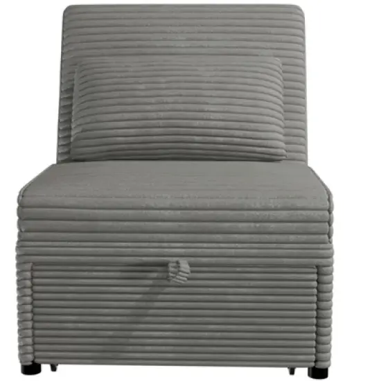 Convertible Wide-Welt Polyester Sofa Sleeper Sofa Chair W/ Polyesterll-Out Bed Smoke image {3}