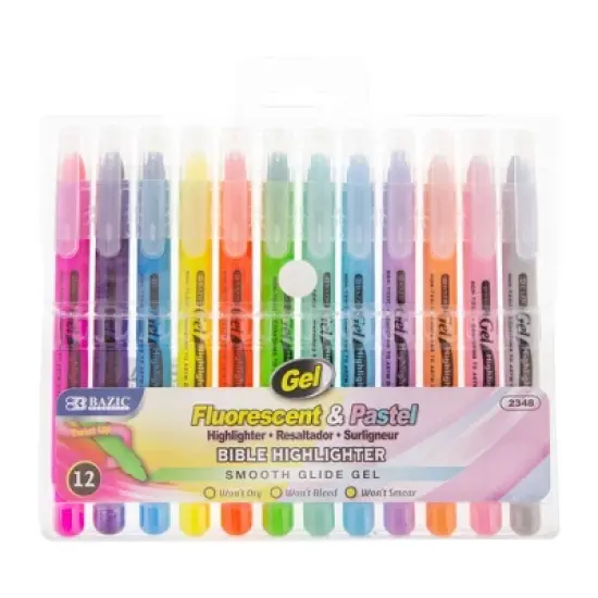 BAZIC Products&reg; Gel Highlighter, 12 Per Pack, 3 Packs image {1}